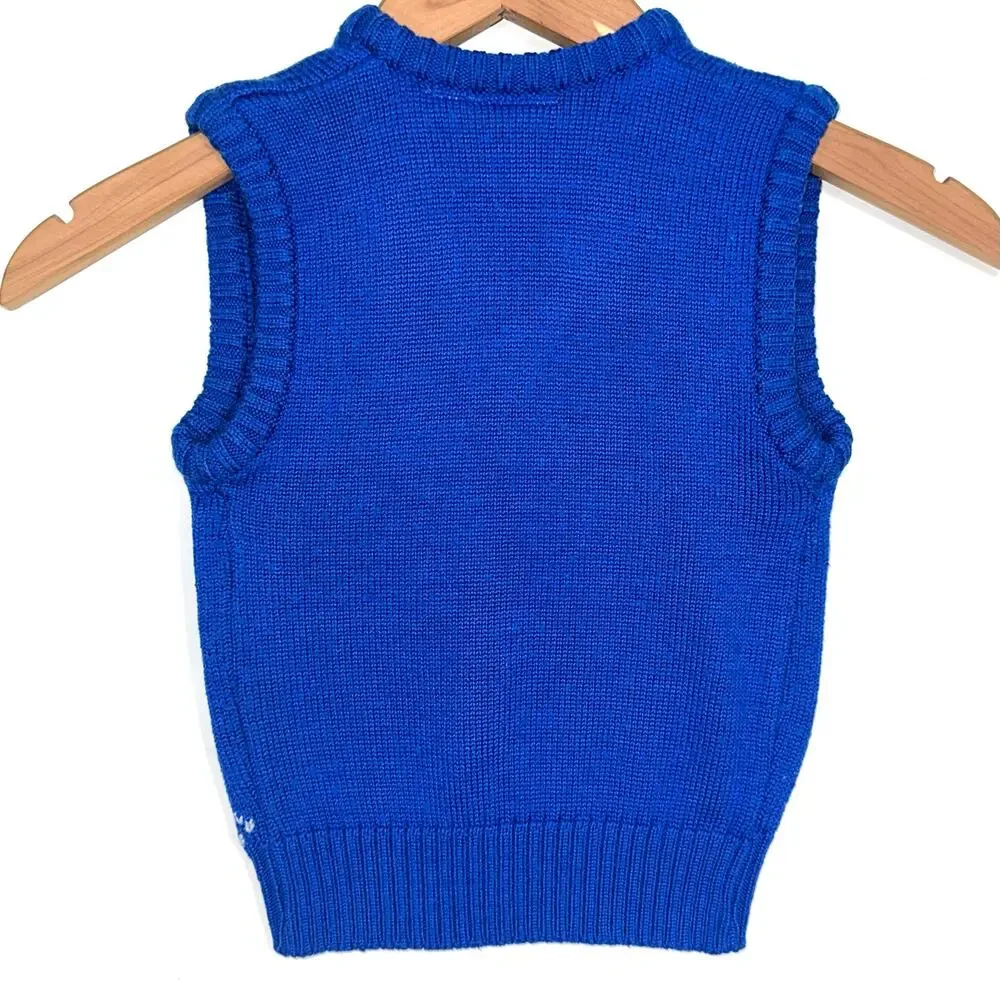 Vintage J.G. Hook Baby Sailor Blue Knit V-Neck Sweater Vest Size 12M